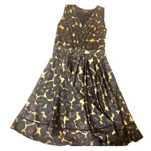 Banana Republic navy and gold floral print dress